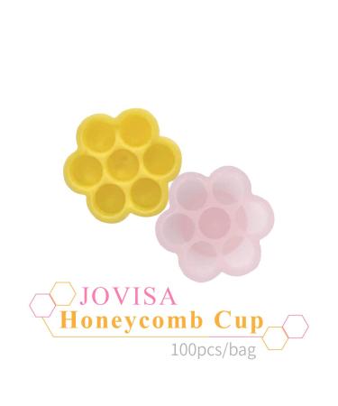 JOVISA Eyelash Extension Glue Holder Honeycomb Cup 100pcs - Yellow - Buy Online on GoSupps.com