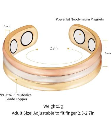 EnerMagiX Tri Tone 3500 Gauss Magnetic Copper Rings | Adjustable Size Women's Day Gift | 99.95% Copper | 4 Magnets | For Women or Men | CPR-0013 0131 0949 - Buy Online on GoSupps.com