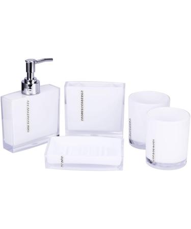 Syrisora 5 Piece Acrylic Bathroom Accessories Set Stylish Bath Mug Toothbrush Holder & Soap Dish International Shipping Available - Buy Online on GoSupps.com