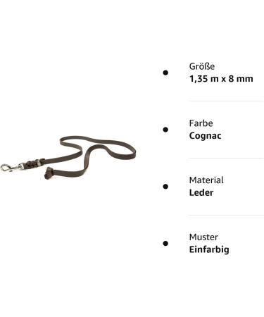 COPCOPET Premium Cognac Dog Leash - Soft Cowhide Drag Line with Chromic Carabiner | Durable Braided Leather Dog Accessories Made in Germany (1.35m x 8mm) - Buy Online on GoSupps.com