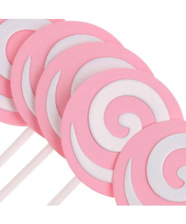 5PCS Lollipop Shaped Cake Toppers in Pink for Decoration Cupcake Toppers for Baby Shower Birthday Party Wedding - Buy Online on GoSupps.com