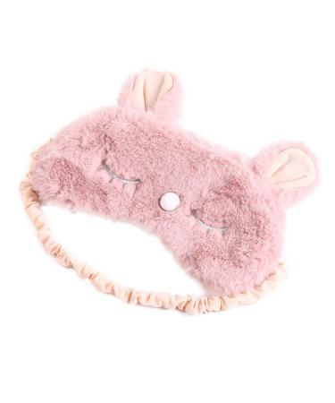 Plush Eye Mask for Sleep Cute Cartoon Cat Bunny Animal Furry Sleeping Mask Half Face Sleep Mask Blindfold Eyeshade Eye Cover for Travel Meditation Nap (Pink)