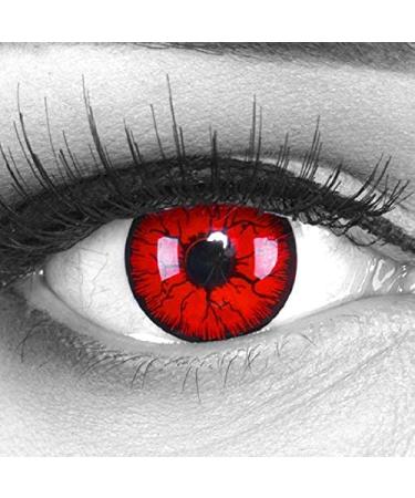 Meralens 1 pair of colored red black crazy fun metatron month contact lenses.Halloween Carnival with free contact lens tank |Soft 3 month lenses in red |With strength -1.50 diopters -1.5 diopter 8.6 millimeters 14.00 millimeters 2.0