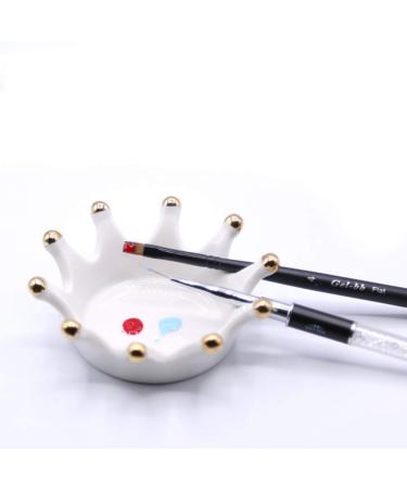 Minkissy Ceramic Nail Art Palette - Crown Shaped Manicure & Pigment Mixing Plate for Nail Makeup (White) - International Shipping Available - Buy Online on GoSupps.com