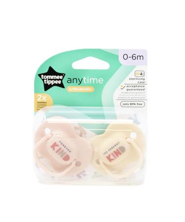 Tommee Tippee Anytime Orthodontic Pacifiers for 0-6 Months Assorted Designs Pack of 2 | International Shipping Available - Buy Online on GoSupps.com