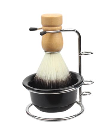 Fomiyes 1 set of shaving foam shell roofs shaving brush metal clips Razor cup with stand hairdresser shaving razor blast roof beards Men's shaver set razor nylon small bowl travel 12x8.5cm black