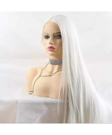BGHJUE African Wig - Long White Straight Synthetic Lace Front Wig for Black Women | Soft Heat Resistant Hair - Buy Online on GoSupps.com