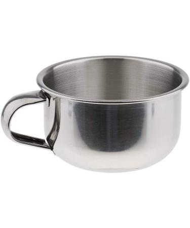 POFET 8cm Durable Stainless Steel Shine Metal Men's Shaving Brush Mug Bowl Barber Beard Soap Dish