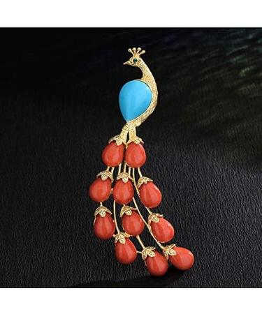 Pin Jewelry Gifts for Women Ladies Fashion Elegant Accessories Red Peacock Shaped Animal Brooch Luxury Wedding Banquet Brooch Accessories Brooches & Pins - Buy Online on GoSupps.com