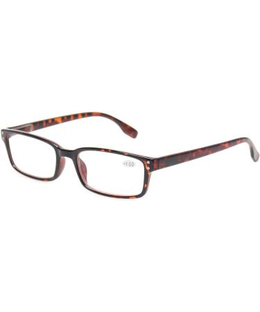Kerecsen Rectangular Reading Glasses for Men - Retro Style Spring Hinges Comfortable +1.75 Magnification (4-Pack: 2 Black 2 Tortoise) - Buy Online on GoSupps.com