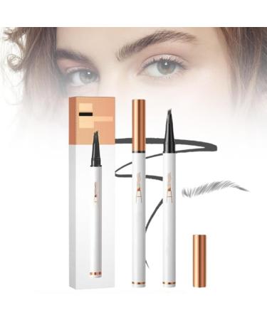 Eyebrow Pencil with 4 Fork Tip - 3D Microblading Eyebrow Pencil Natural Makeup Fine Stroke Magic Eyebrow Pencil Long-Lasting Waterproof Eyebrow Pencil Stay on All Day (Gray)