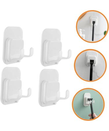 Buy Housoutil 4-Piece Hook Insert Holder Set Waterproof Bathroom Razor Hangers for Easy Drying | Sticky Wall Mount Toilet Accessories White - Buy Online on GoSupps.com