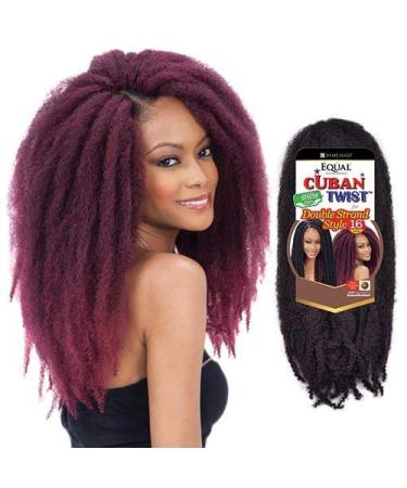 Freetress Equal Synthetic Cuban Twist Braid 16 - 16 Inch (Pack of 6) 1B - 6-Pack - Buy Online on GoSupps.com
