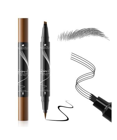 Linble 2in1 natural look microblading eyebrow pencil with fork and pointed variants hairlike strokes eyebrow pen color 3 gray 3 Dark gray