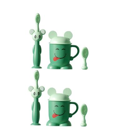 Minkissy 2 sentences toothbrush set suction toothbrush infant toothbrush newborn toothbrush extra soft toothbrush baby care brush toothbrush made of silicone child toothpaste cleaning brush pp