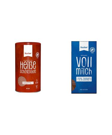 Xucker hot chocolate without sugar-delicious drinking chocolate with xylitol birch sugar I sugar-free chocolate for drinking (800g) & full milk chocolate with xylitol substitute 80 g bundle with whole milk chocolate
