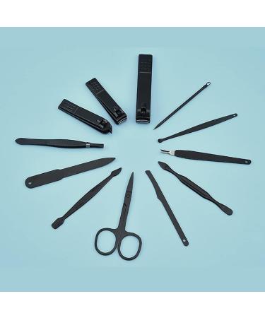 Nail Clippers Set Stainless Steel Nail Clippers with Built-in Nail File Sharp Nail Clippers for Men 12 Pieces Black - Buy Online on GoSupps.com