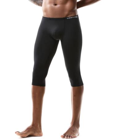 TSSOE Men's Compression Fitness Sheer Shorts Capris Tights Baselayer Pants - Black, Medium - Buy Online on GoSupps.com