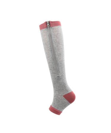 Compression stockings with zipper for men and women 20 30 mmHg open toes knee high support socks for varicose veins edema l gray