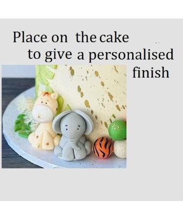 Personalised Elephant Cake Topper - Edible Fondant Safari Jungle Cupcake Decorations with an Edible Glue - Kids Birthday Supplies - Buy Online on GoSupps.com
