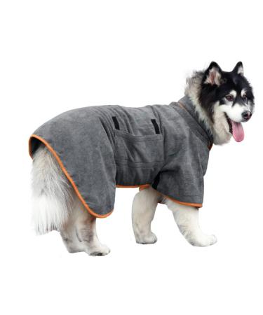 Leapbeast Dogsbadema from a microfases with Velcro fastener quickly drying bath towel very absorbent and with adjustable straps (XS gray) XS gray