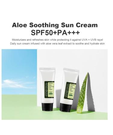 Aloe Soothing Sun Cream SPF 50 PA+++ | Broad Spectrum UV Protection | 50ml International Shipping - Buy Online on GoSupps.com