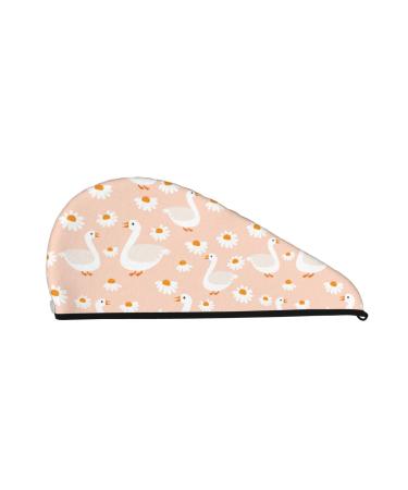 Geese and Flower Microfiber Hair Towel Soft Super Absorbent Hair Towel Wrap for Women Coral Velvet Quick Dry Hair Cap for Long Curly and Thick Hair