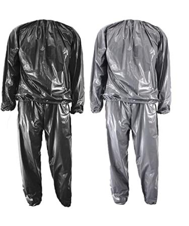Heavy Duty Sauna Suit Men Women Weight Loss Exercise Slimming Gym Fitness Workout Anti-Rip Sweat Suit XX-Large Black
