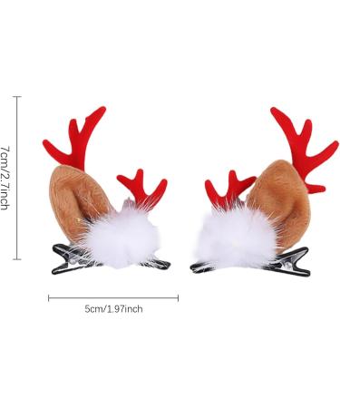Christmas Hair Clips - Reindeer Antlers Ears Barrettes Portable Reindeer Antlers Ears Barrettes for Family Women Red Sable Dragon Horn - Buy Online on GoSupps.com
