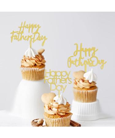AROKIPPRY 6Pcs Happy Father's Day Cake Topper Fathers Day Cupcake Picks Acrylic Cake Toppers for Father's Day Party Cupcake Decorations Gold flash (6Pcs) - Buy Online on GoSupps.com