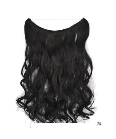 Iluu Hidden Invisible Secret Wire Hair Extensions - 18 Inch Synthetic Welly Curly 80g #2 Dark Brown Fishing Line Hair Parts - Buy Online on GoSupps.com