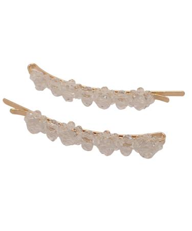 Topkids Accessories Beautiful Sparkly Beaded Hair Grips for Prom Bride or Flower Girl Womens Hair Clip Bobby Pins Kirby Grip Accessory Hair Accessory Beaded Flower Grip Clear