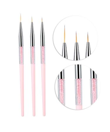 3pcs Nail Art Dotting Liner Brush Set with Rhinestone Handle - Pink Manicure Tools - Buy Online on GoSupps.com