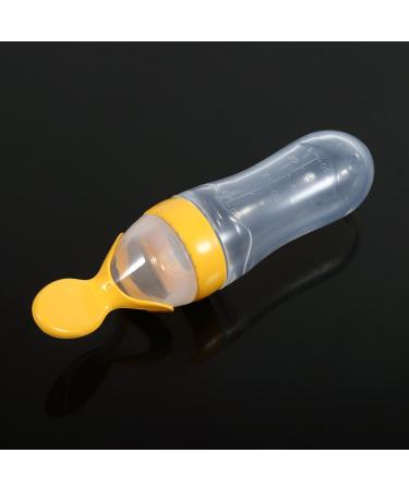 Baby Feeding Spoon - Silicone Squeeze Spoon for Rice Cereal Fruits & Purees | Portable 90ml Feeder for Infants & Toddlers (Yellow) - Buy Online on GoSupps.com