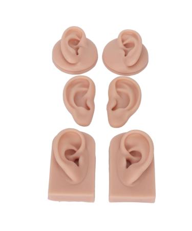 3 Pairs Silicone Ear Model, Soft Flexible Simulation Human Ear Model for Jewelry Display, 3 Colors Practical Piercing Practice Tool for Beginners, Multipurpose Fake Ear for(Medium Skin Color)