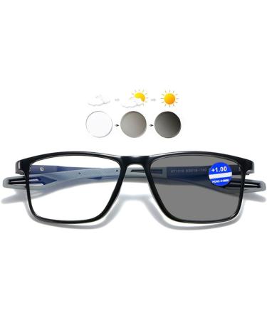 Koosufa Self-Tinting Reading Glasses with Blue Light Filter - Photochromic TR90 Frame UV Protection Spring Hinges for Men & Women - Available in Multiple Strengths & Stylish Gray Lenses - Buy Online on GoSupps.com