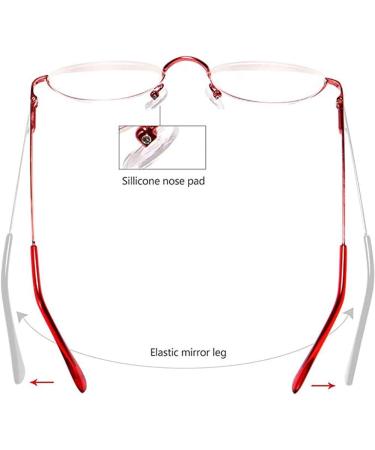 VISENG 3 Pack Vintage Alloy Half Moon Reading Glasses Women Men Slim Half Frame Lens Readers Glasses +2.75 3 Pack(red?brown?gray) 2.75 Diopters - Buy Online on GoSupps.com