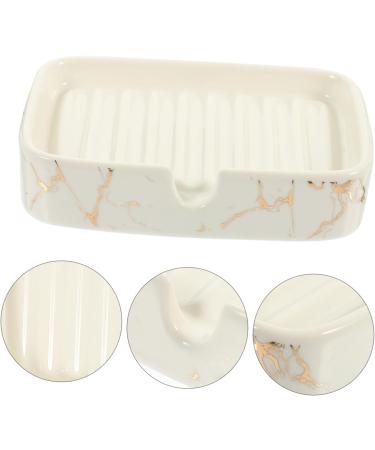 Amosfun 2pcs Draining Soap Dish Sponge Dish Hidden Valance Clips Soap Holder Self Draining Bar Soap Dish Self Draining Soap Holder for Bath Soap Stand Sponge Holder Marbling Ceramics White - Buy Online on GoSupps.com