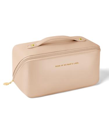 Aucuu Premium PU Cosmetic Bag Travel Bag Large Capacity Layered Cosmetic Bag Zipper Bag Portable Travel Organizer Multifunctional Waterproof Bag Easy to Carry - Gift for Women (Pink) #1 Pink-1