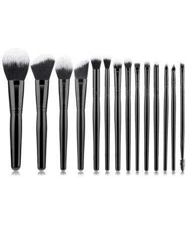 14-Piece Bright Black Makeup Brush Set - Eyeliner & Eyeshadow Brushes for Flawless Application - Buy Online on GoSupps.com