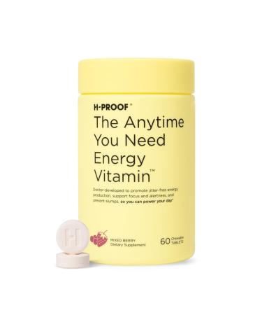 The Anytime You Need Energy Vitamin for Sustained Energy Focus & Alertness with Jitter-Free Caffeine 60 Chewable Energy Supplements (30 Servings) Mixed Berry Mixed Berries