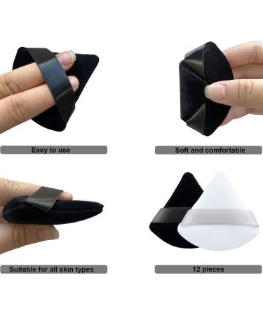 12 Pure Cotton Face Powder Puffs | Soft Triangle Makeup Tools for Loose Powder Foundation & Blush | Black & White - Buy Online on GoSupps.com
