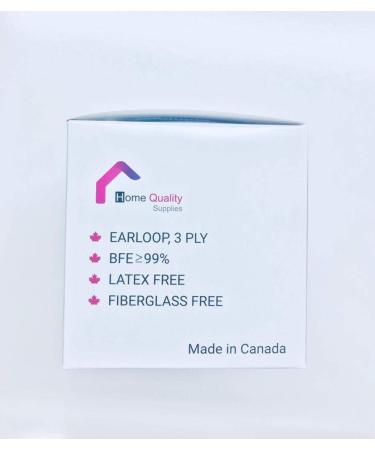 50 Pack 3- Ply Ear Loop Level 3 Face Mask Made in Canada - Buy Online on GoSupps.com