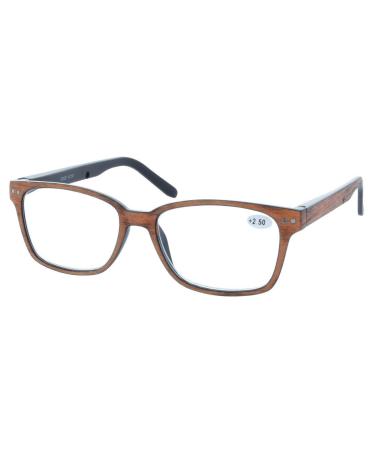 Ready-made reading glasses FRED in wood look with spring hinge light brown +2.00 dpt +2.00 dpt light brown
