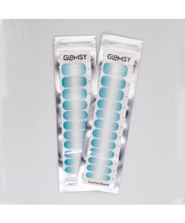 Glamsy Nail Film - Summer Breeze Color Gradient Blue/White Nail Wraps | 24 Ultra-Thin Self-Adhesive Foils for Perfect Manicures - Buy Online on GoSupps.com