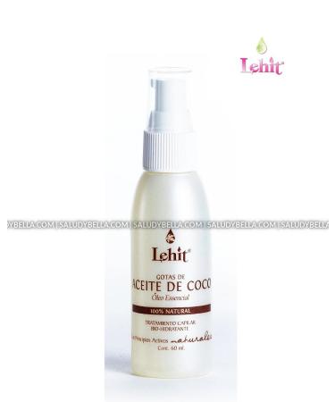 Lehit | Coconut Oil Drops Hair Essencial Treatment | Gotas Aceite de Coco Oleo Esencial 100% Natural Tratamiento Capilar Bio-Hidratante 2oz-60ml