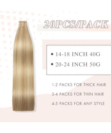 YDDM Ashblond Invisible Tape Extensions - 20pcs Real Hair 45cm (18/613#) | Premium Skin Weft Hair Extensions for Seamless Volume - Buy Online on GoSupps.com