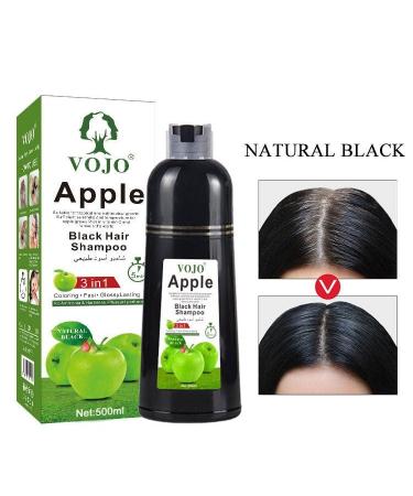 Vojo Apple Black Hair Shampoo 3-in-1 | 100% Gray Coverage Mild Formula for All Hair Types - 500ml | International Shipping Available - Buy Online on GoSupps.com