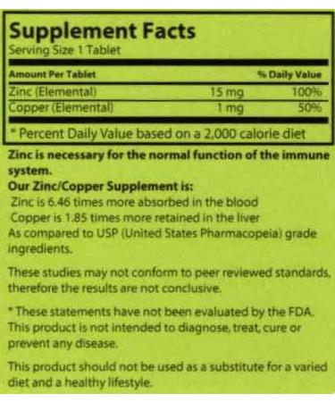 Zinc & Copper Vegan Tablets - Lab Tested for Purity - Immune Support & Heart Health - 100% Organic Ingredients - 60ct - Buy Online on GoSupps.com