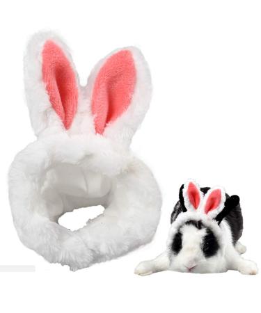 ANIAC Pet Headgear Adjustable Headband with Cute Bunny Ear Warm Hat Soft Head Accessories for Hamster Kitten Rabbits Rats Guinea Pig Puppy and Small Animals (Pink)